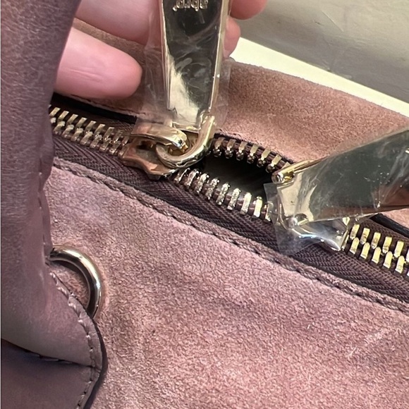 ABRO Brown Suede Satchel with Leather Handles - Picture 3 of 9